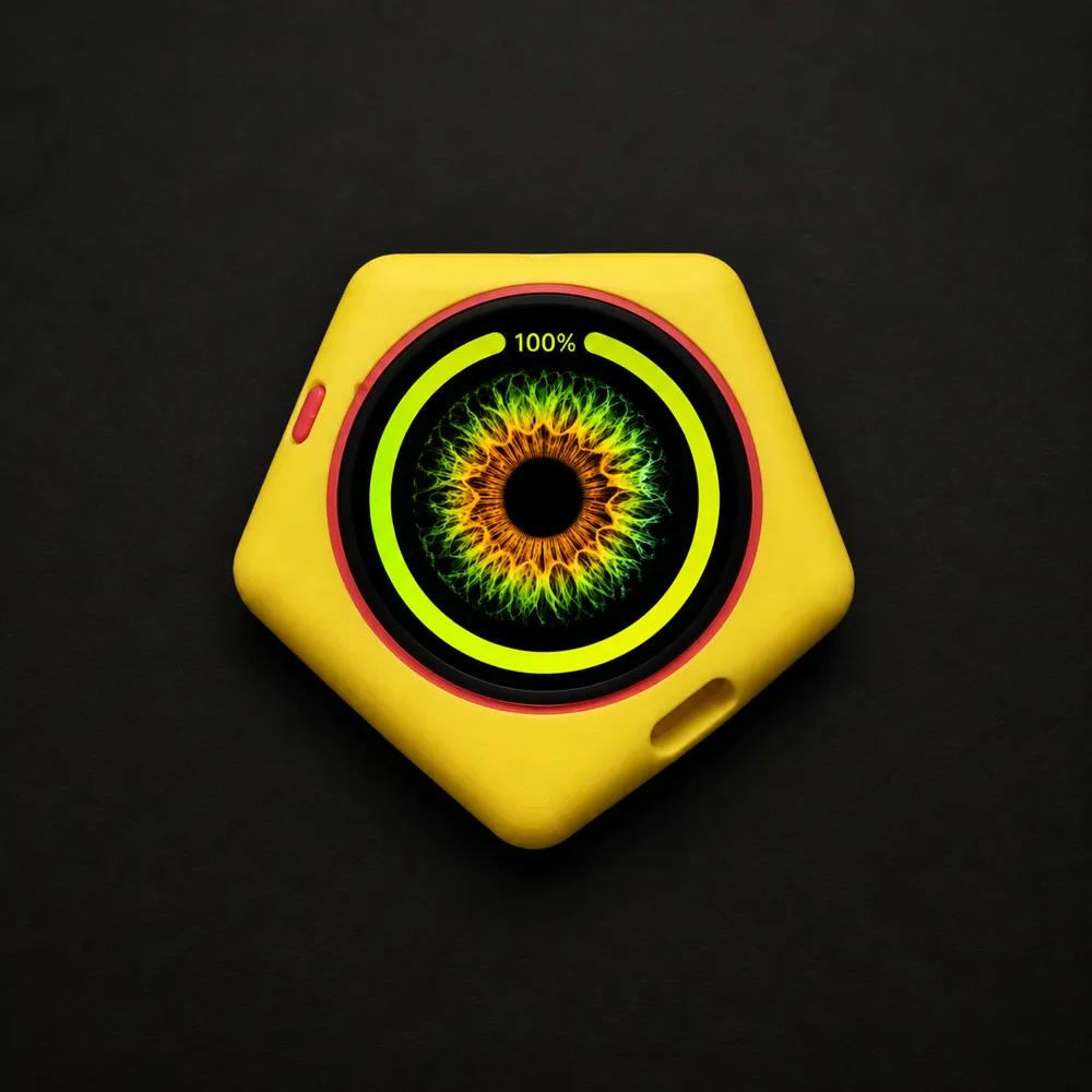 Front view of The Cinquefoil showing its five-petalled outline and round display